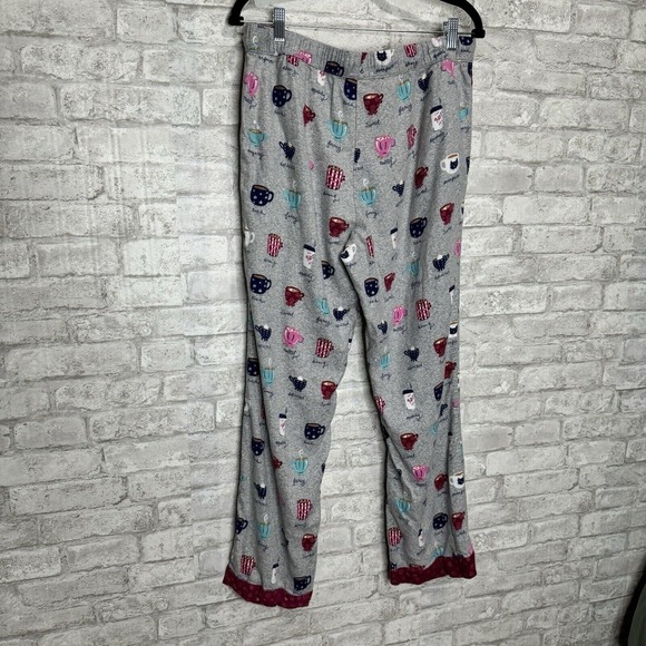 Munki Munki‎  Coffee Themed Flannel Pajama Set Size Medium Loungewear Bamboo - Picture 4 of 16
